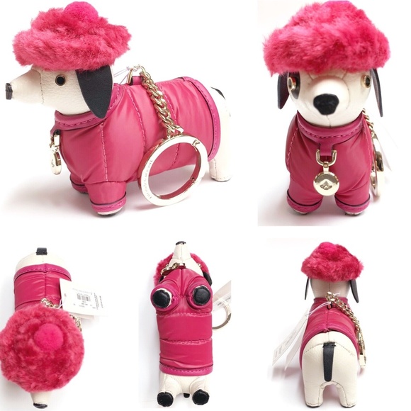 NEW Kate Spade Dachshund Claude Key Chain Festive Pink - Picture 13 of 15